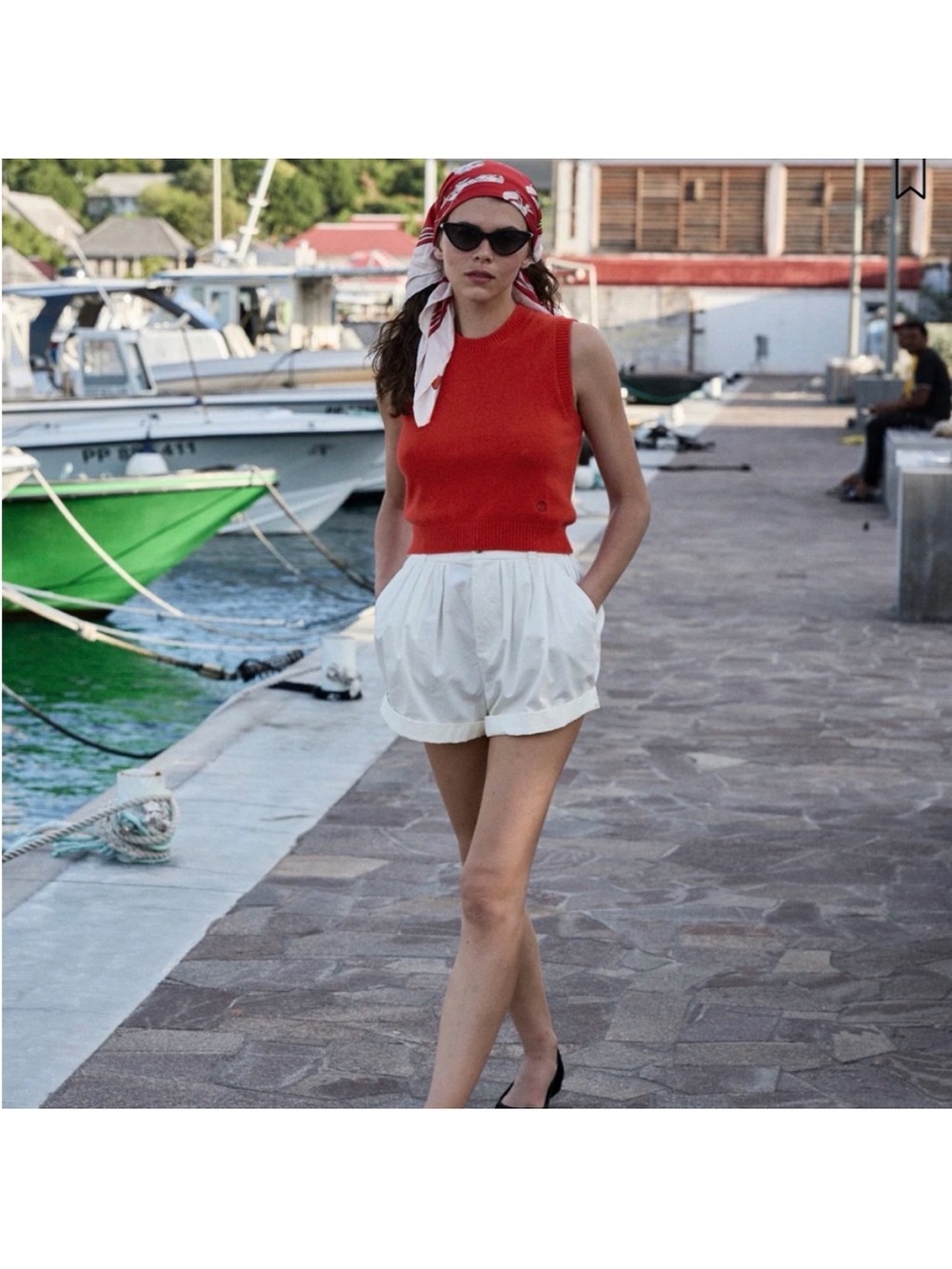 Doen White High-Waist Bubble Shorts